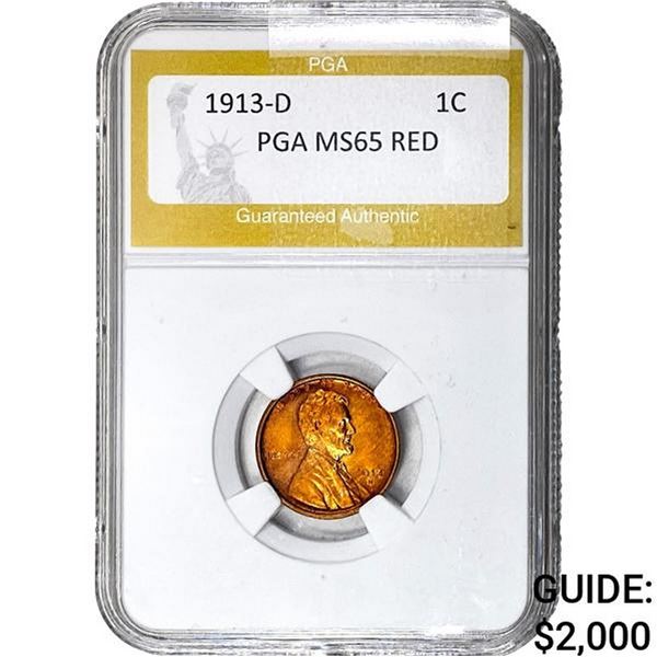 1913-D Wheat Cent PGA MS65 Red