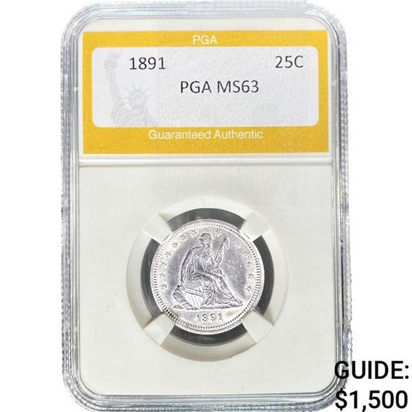 1891 Seated Liberty Quarter PGA MS63