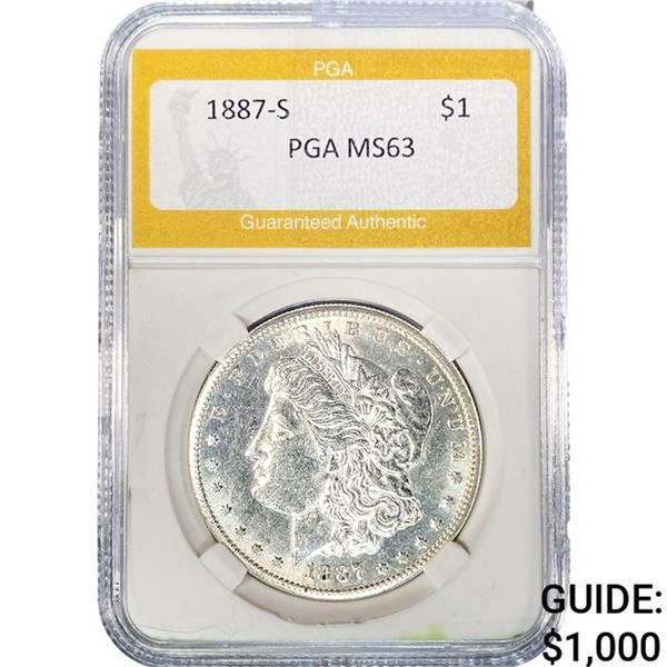 1887-S Morgan Silver Dollar PGA MS63