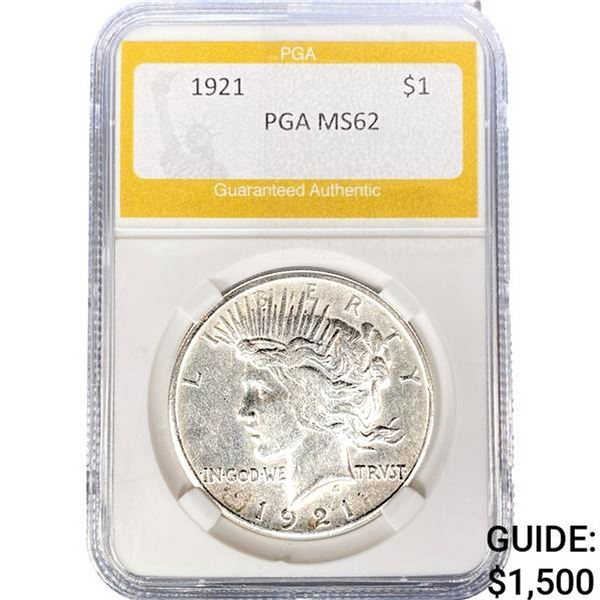1921 Silver Peace Dollar PGA MS62