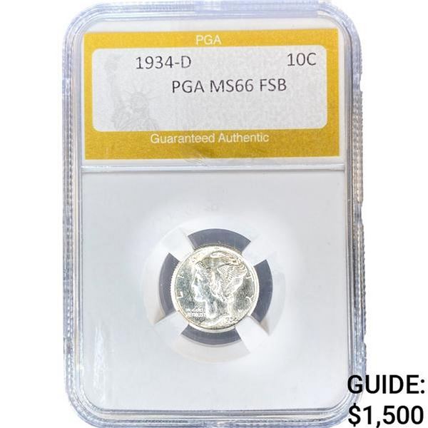1934-D Mercury Silver Dime PGA MS66 FSB