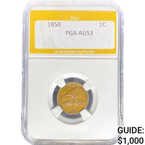 1858 Flying Eagle Cent PGA AU53