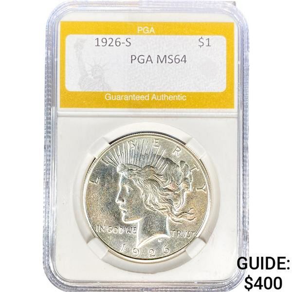 1926-S Silver Peace Dollar PGA MS64