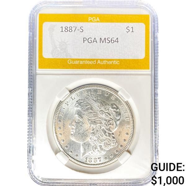 1887-S Morgan Silver Dollar PGA MS64