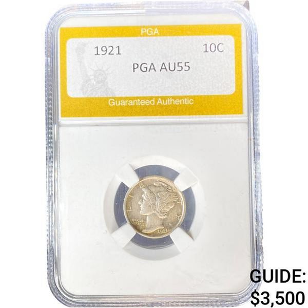 1921 Mercury Silver Dime PGA AU55