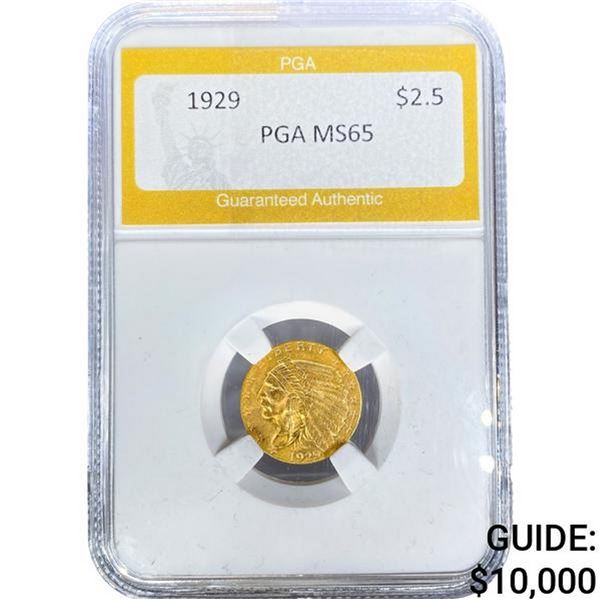 1929 $2.50 Gold Quarter Eagle PGA MS65