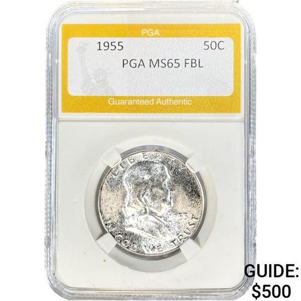 1955 Franklin Half Dollar PGA MS65 FBL