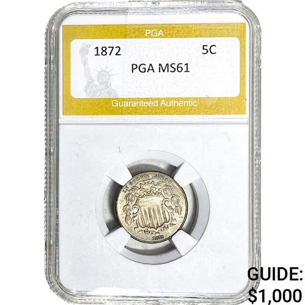 1872 Shield Nickel PGA MS61