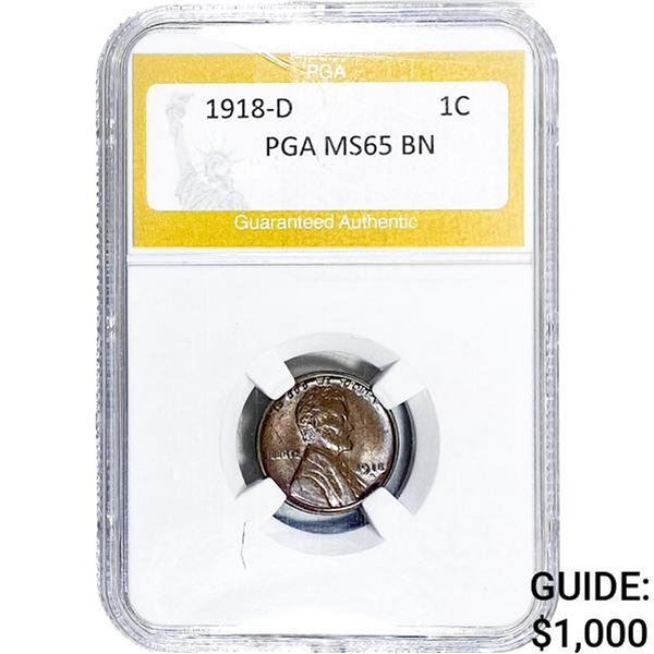 1918-D Wheat Cent PGA MS65 BN