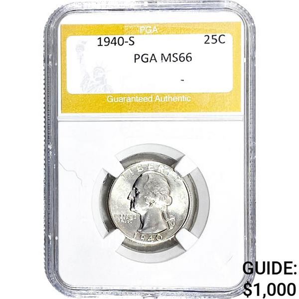 1940-S Washington Silver Quarter PGA MS66