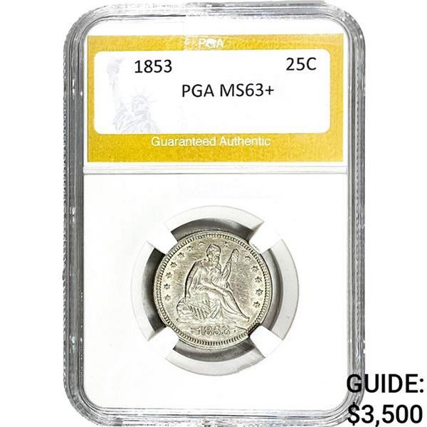 1853 Seated Liberty Quarter PGA MS63+