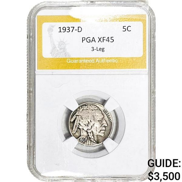 1937-D Buffalo Nickel PGA XF45 3 Leg