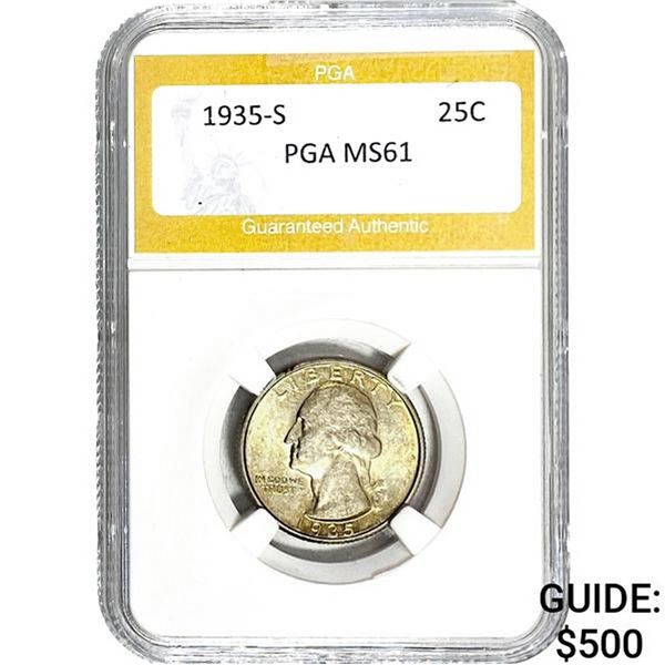 1935-S Washington Silver Quarter PGA MS61
