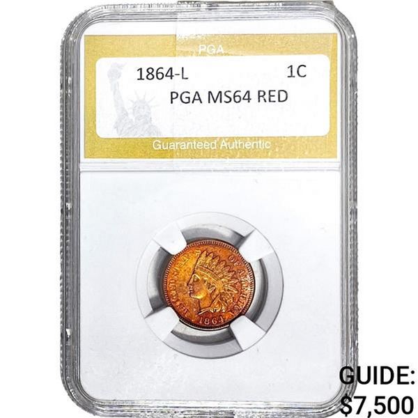 1864-L Indian Head Cent PGA MS64 Red