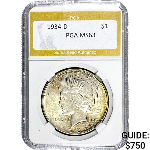 1934-D Silver Peace Dollar PGA MS63