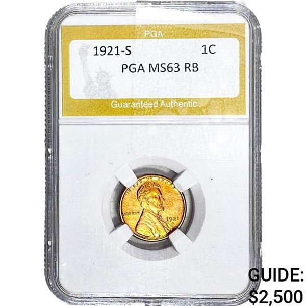 1921-S Wheat Cent PGA MS63 RB