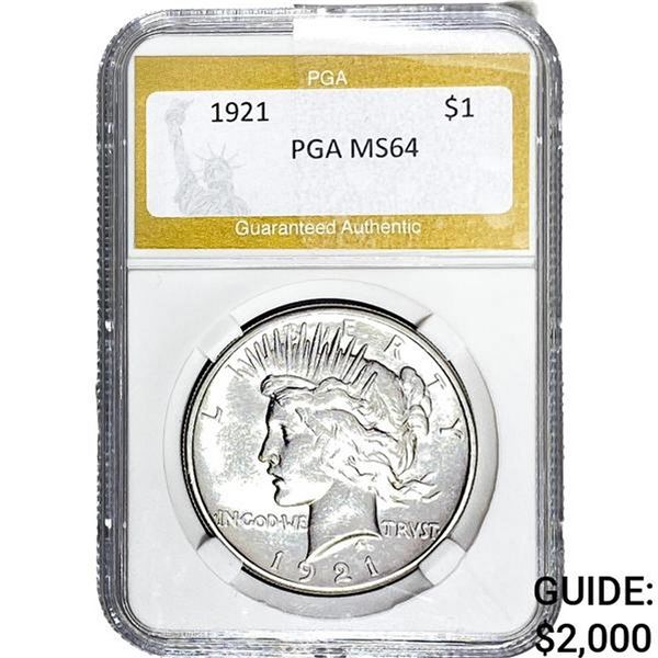 1921 Silver Peace Dollar PGA MS64