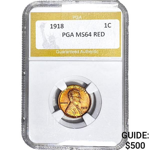 1918 Wheat Cent PGA MS64 Red