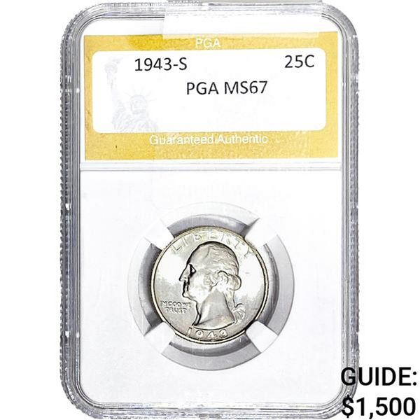 1943-S Washington Silver Quarter PGA MS67