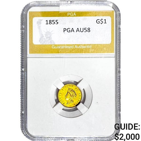 1855 Rare Gold Dollar PGA AU58