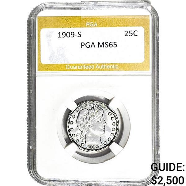 1909-S Barber Quarter PGA MS65
