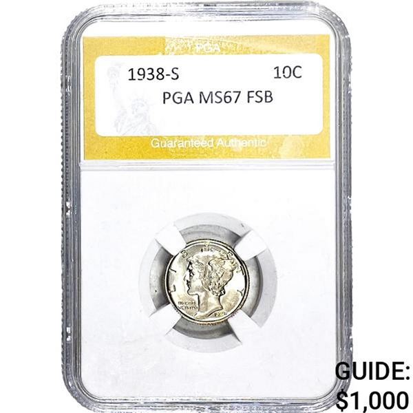 1938-S Mercury Silver Dime PGA MS67 FSB