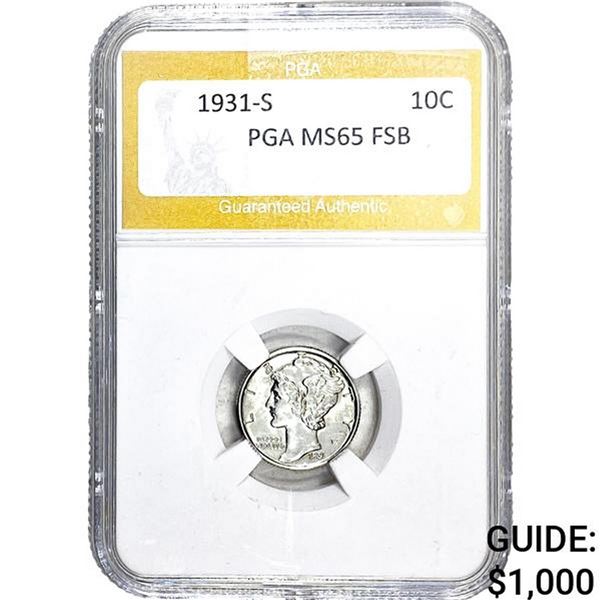 1931-S Mercury Silver Dime PGA MS65 FSB