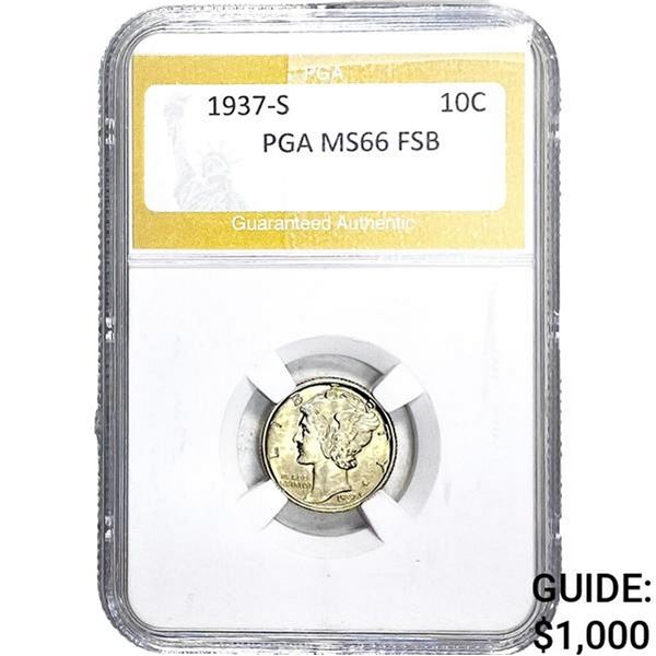 1937-S Mercury Silver Dime PGA MS66 FSB