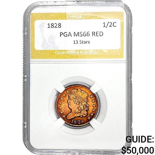 1828 Classic Head Half Cent PGA MS66 13 Stars Red