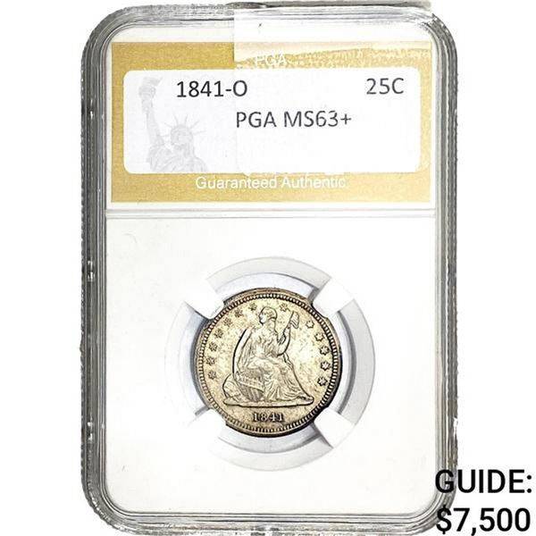 1841-O Seated Liberty Quarter PGA MS63+