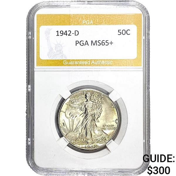 1942-D Walking Liberty Half Dollar PGA MS65+