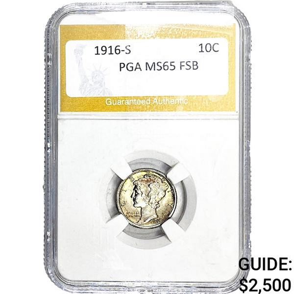 1916-S Mercury Silver Dime PGA MS65 FSB