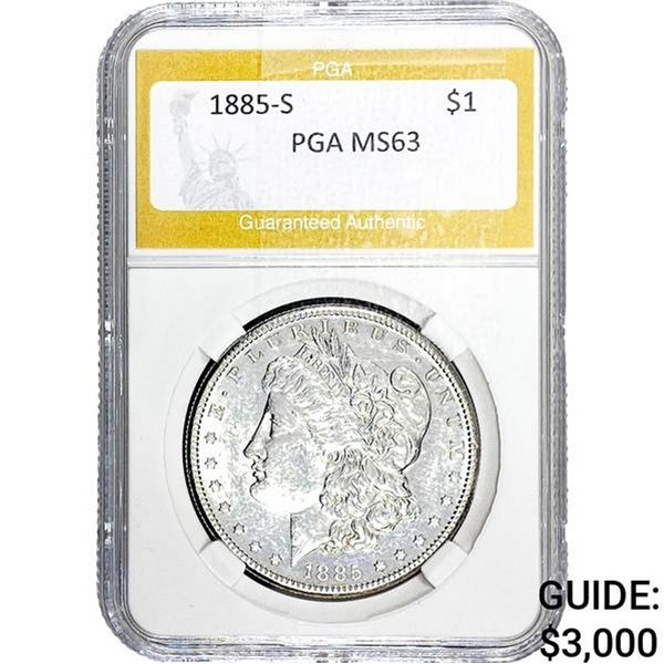 1885-S Morgan Silver Dollar PGA MS63