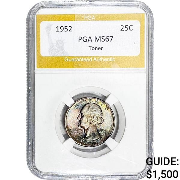1952 Washington Silver Quarter PGA MS67 Toned