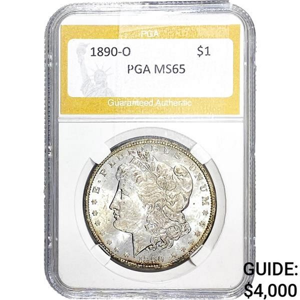 1890-O Morgan Silver Dollar PGA MS65