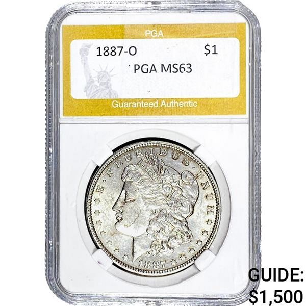 1887-O Morgan Silver Dollar PGA MS63