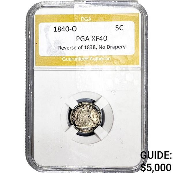 1840-O REV. 38-O Seated Liberty Half Dime PGA XF40 No Drapery