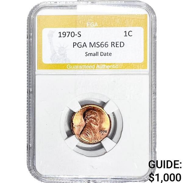 1970-S Lincoln Memorial Cent PGA MS66 Sm. Date Red