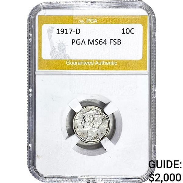 1917-D Mercury Silver Dime PGA MS64 FSB
