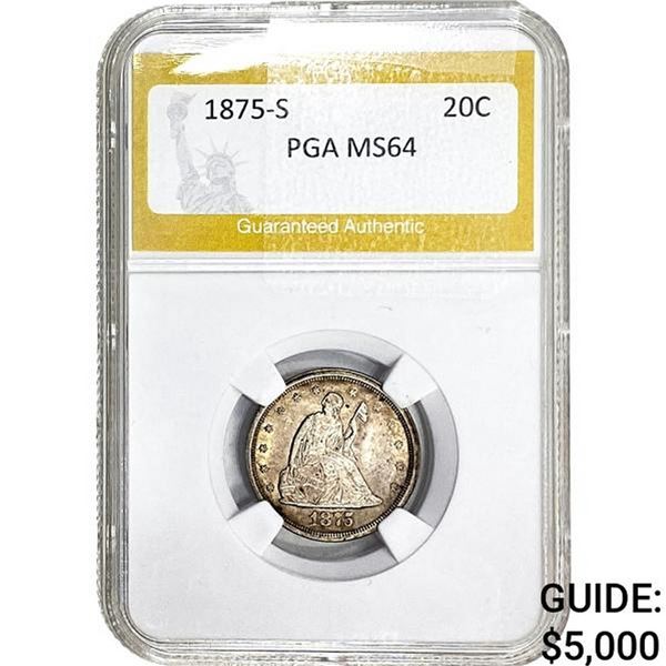 1875-S Twenty Cent Piece PGA MS64