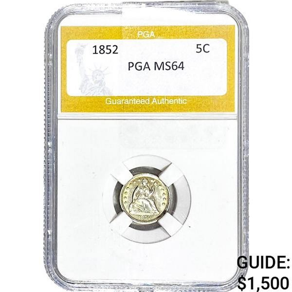 1852 Seated Liberty Half Dime PGA MS64