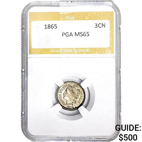 1865 Nickel Three Cent PGA MS65