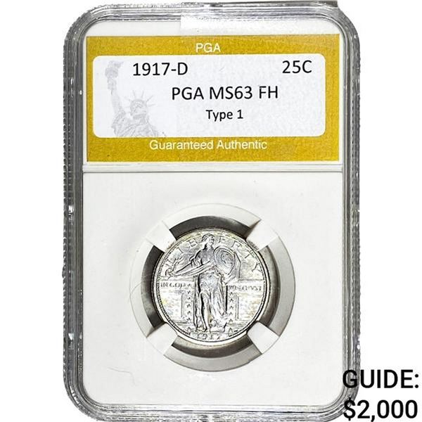 1917-D Standing Liberty Quarter PGA MS63 FH