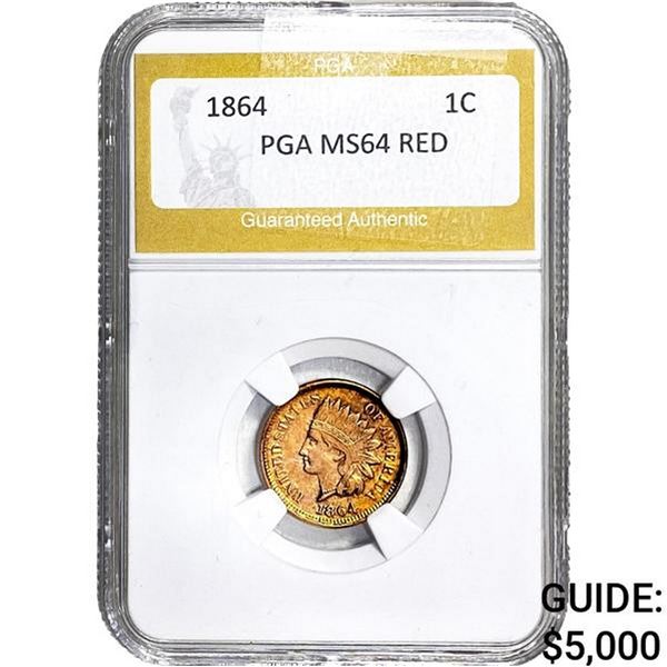 1864 Indian Head Cent PGA MS64 Red