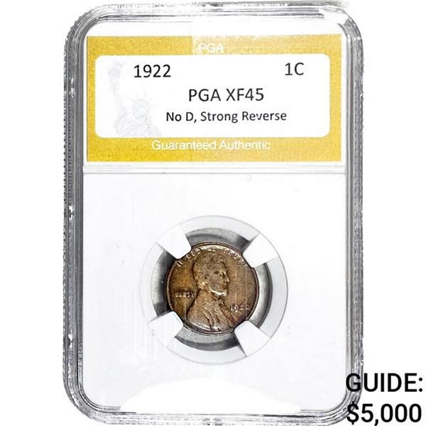 1922 Wheat Cent PGA XF45 No D, Strong Reverse