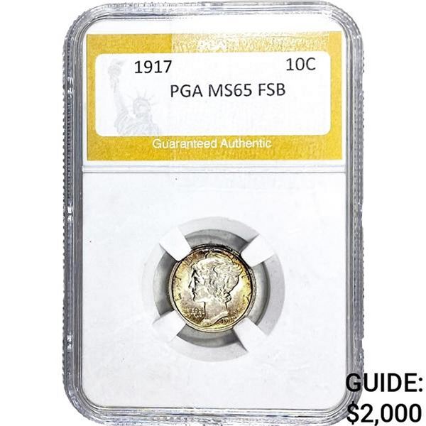1917 Mercury Silver Dime PGA MS65 FSB