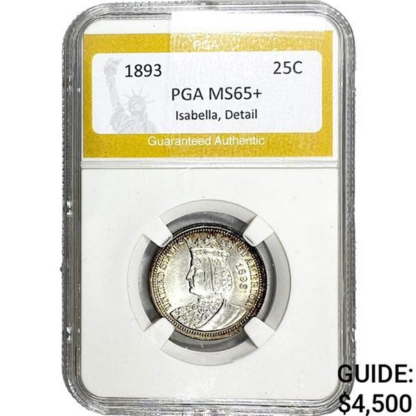 1893 Isabella Silver Quarter PGA MS65+ Detaill