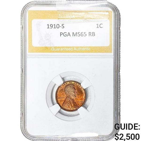 1910-S Wheat Cent PGA MS65 RB