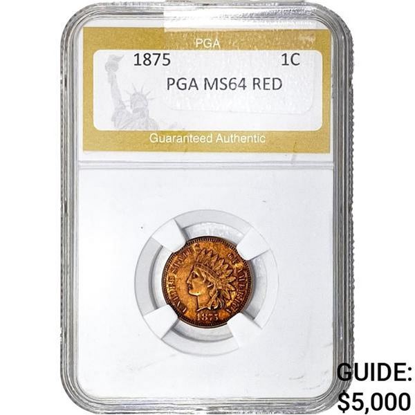 1875 Indian Head Cent PGA MS64 RED