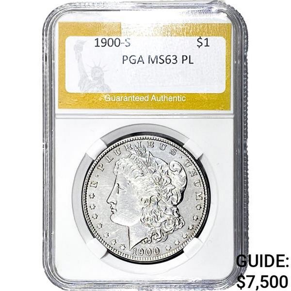 1900-S Morgan Silver Dollar PGA MS63 PL